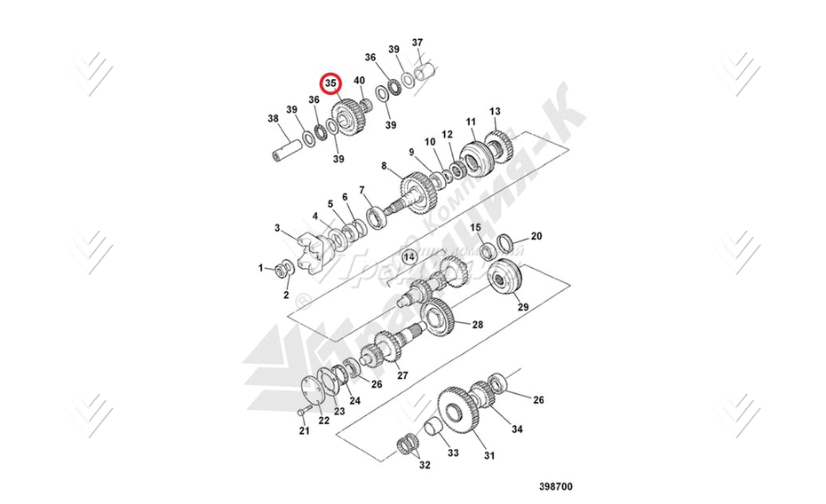 Шестерня паразитная JCB 459/50440 картинка