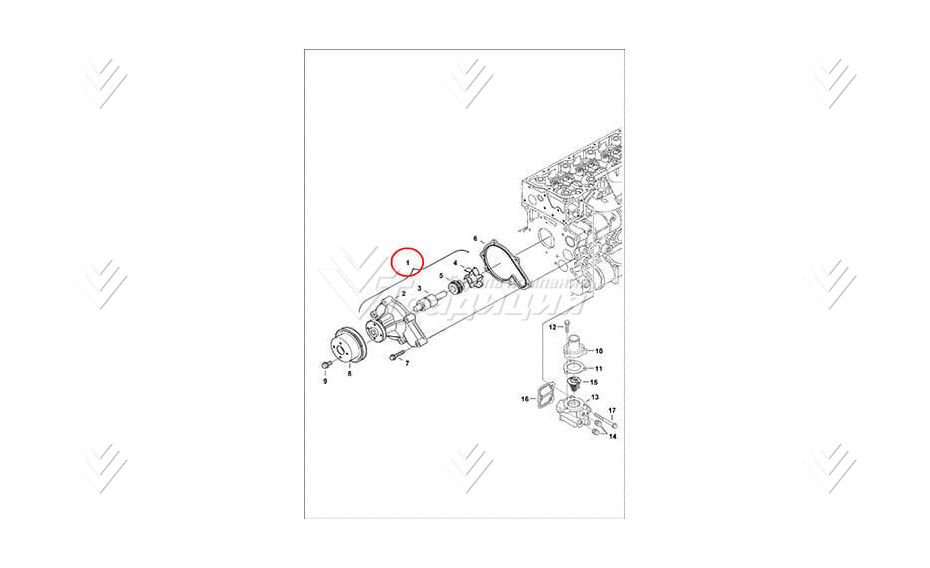 Насос водяной (без шкива) BOBCAT 7000743 картинка 37337