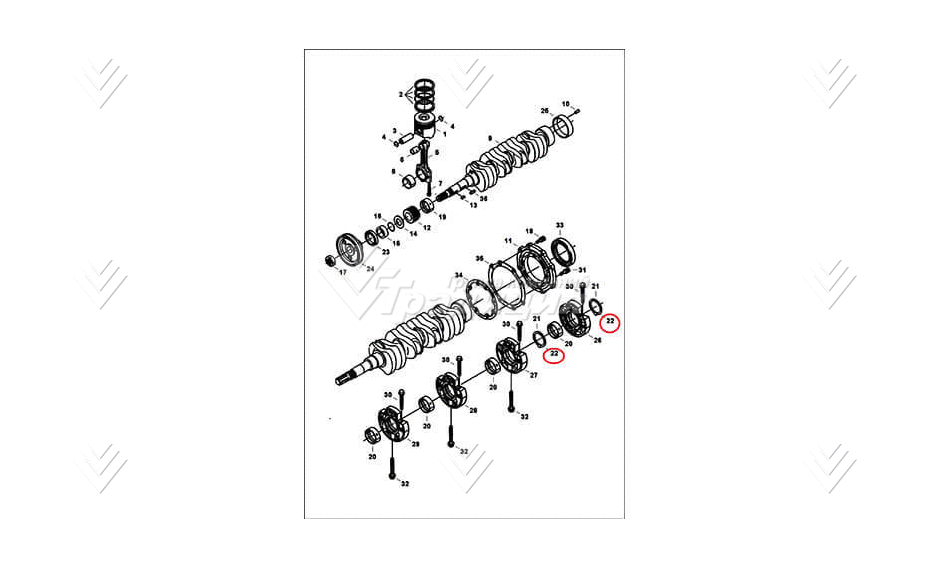 Полукольцо коленвала, +0,20 mm, низ Bobcat 6685496 картинка