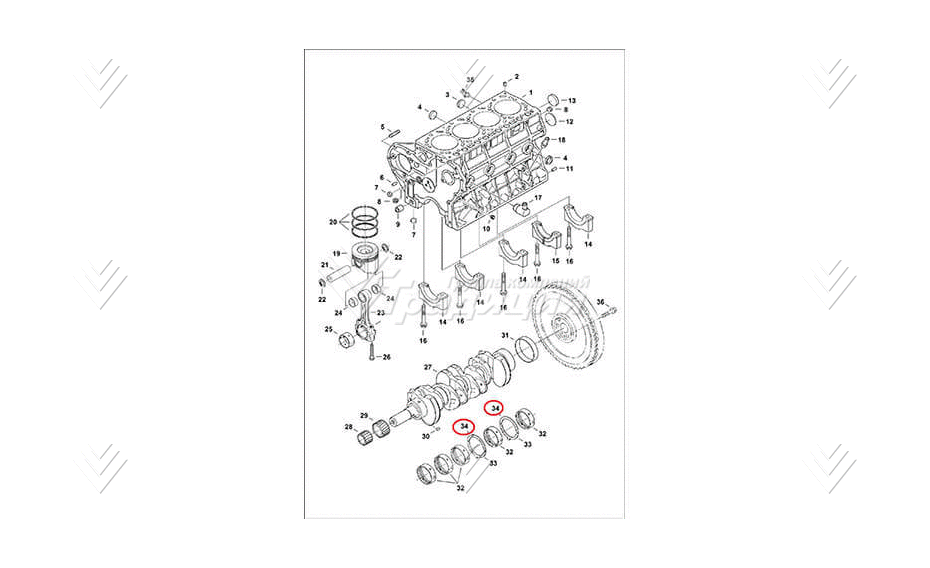 Полукольцо коленвала, +0,20 mm, верх BOBCAT 6680742 картинка