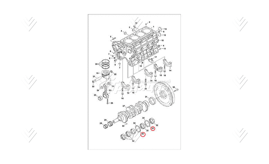 Полукольцо коленвала, +0,20 mm, низ BOBCAT 6680745 картинка