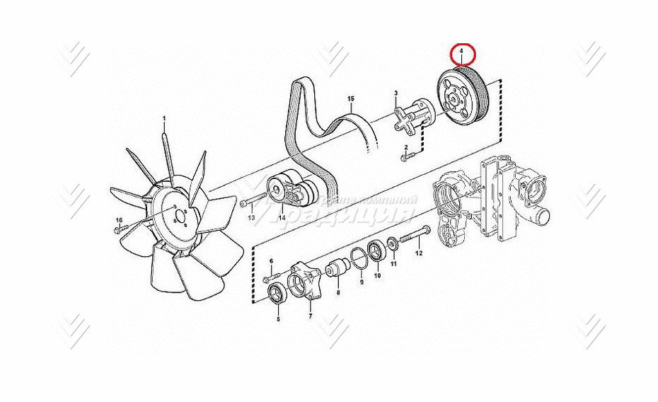 Шкив вентилятора(под 4 болта) VOLVO VOE20800016 картинка