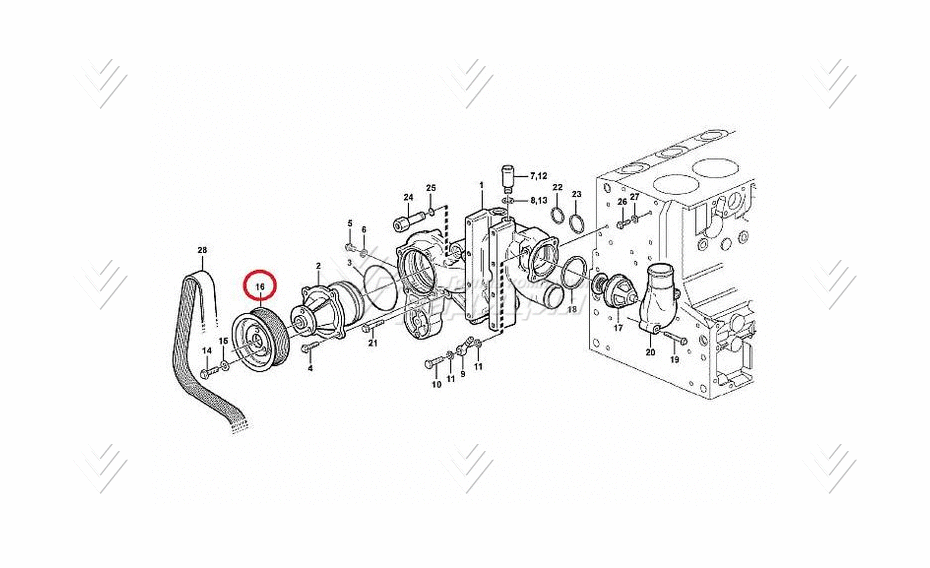 Шкив насоса водяного (под 3 болта) VOLVO VOE20798527 картинка