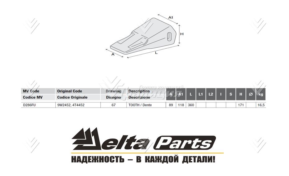 Коронка Caterpillar 9W2452 картинка