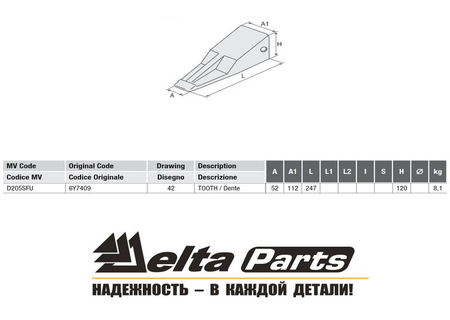 Коронка Caterpillar 6Y-7409 - J400